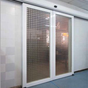 Porte coulissante automatique coupe-feu